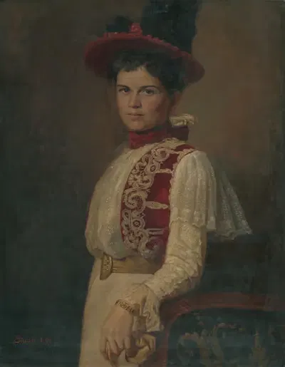 Портрет молодой дамы в шляпе by Андрей Бача, 1898 — digital art print download