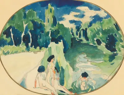 Купальщики на море by Аристарх Васильевич Лентулов, 1909 — digital art print download
