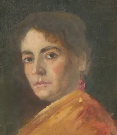 Изучение головы женщины с серьгой by Аурел Балло, 1890–1900 — digital art print download