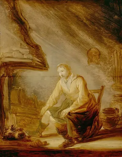 Woman Before A Fire by Benjamin Gerritsz. Cuyp — digital art print download