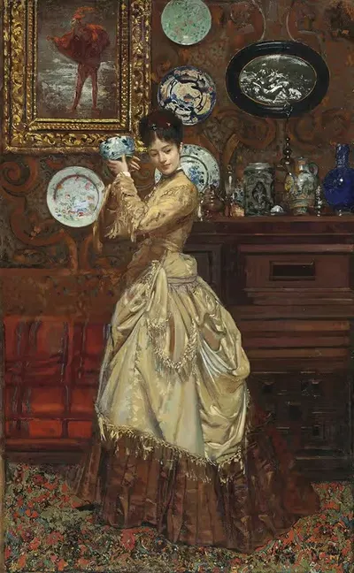 Восхищение фарфором by Эдуард Фредерик Вильгельм Рихтер, 1885 — digital art print download