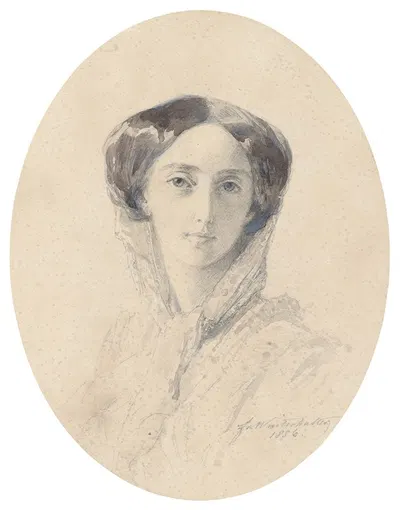 Portrait Of Grand Duchess Olga Nikolaevna, Later Queen Consort Of Württemberg by Franz Xaver Winterhalter, 1856 — digital…