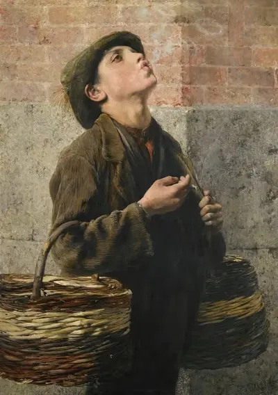 Smoke Rings (The Little Struggler) by Georgios Jakobides, 1887 — digital art print download