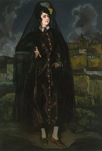 Portrait of Anita Ramírez in Black by Ignacio Zuloaga, 1915 — digital art print download