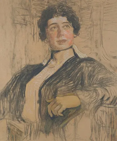 Portrait Of Veronika Abegg-Werefkin by Илья Ефимович Репин, 1916 — digital art print download