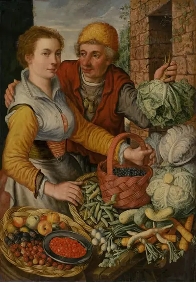 Продавец овощей by Иоахим Бёйкелар, 1570 — digital art print download