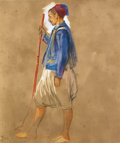Walton-On-Thames A Study Of A Greek Man by Джон Фредерик Льюис, 1828 — digital art print download