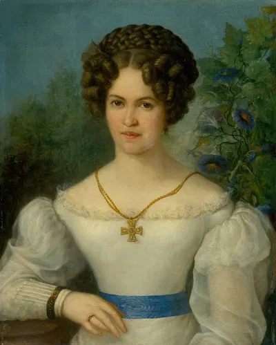Портрет молодой дамы в белом платье by Йозеф Гиновский, 1826 — digital art print download