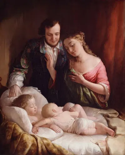 Домашнее счастье by Лилли Мартин Спенсер, 1849 — digital art print download