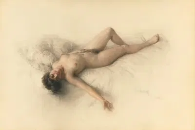 Обнаженная, лежащая by Михаил Викторович Рундальцов, 1922 — digital art print download
