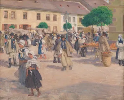 Рынок в Мияве by Милош Яранек, 1903 — digital art print download