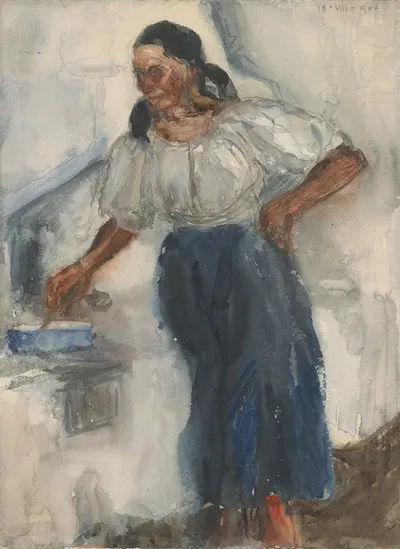 Woman at the Stove by Милош Яранек, 1904 — digital art print download