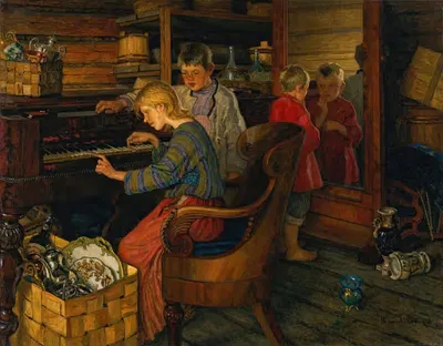 Дети у пианино by Николай Богданов-Бельский — digital art print download