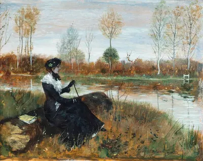 Elegant Company On The Riverbank by Norbert Goeneutte — digital art print download