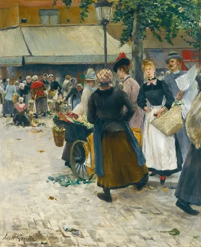 Le Marche Des Halles, Paris by Norbert Goeneutte — digital art print download