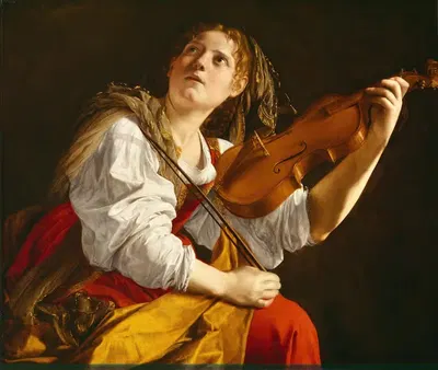 Young Woman With A Violin (Saint Cecilia) by Orazio Gentileschi — digital art print download