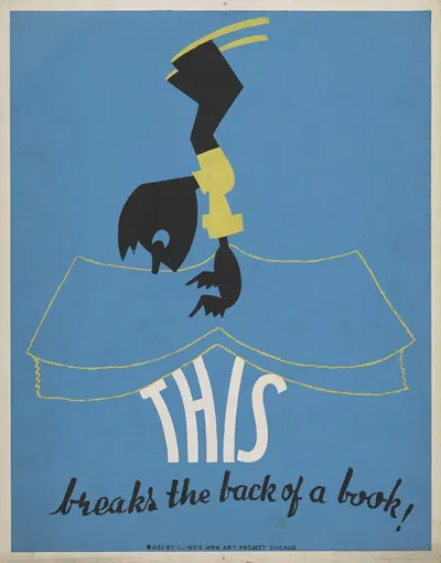 This breaks the back of a book! by Arlington Gregg, 1936 — digital art print download