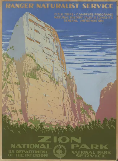 Zion National Park, Ranger Naturalist Service by Chester Don Powell, 1938 — digital art print download