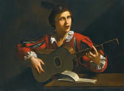 A Guitar-Player Seated In An Interior by Pietro Paolini — digital art print download