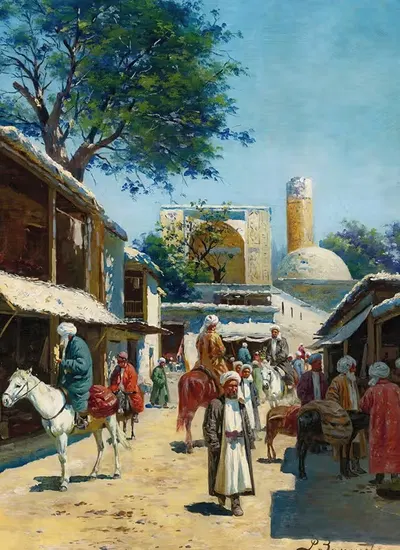Уличный рынок Самарканда by Ричард Карлович Цоммер — digital art print download