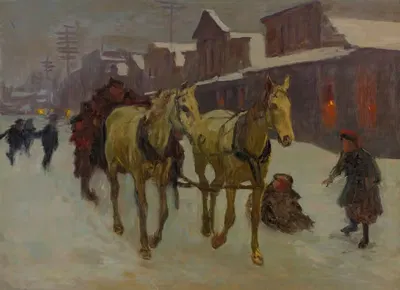 Проходя через город в холодную зимнюю ночь by Ричард Лоренц — digital art print download