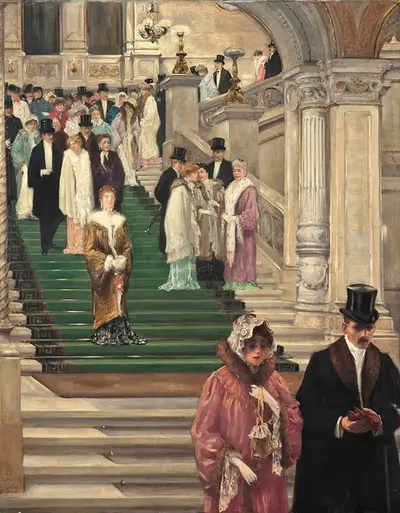 Достопочтенные лица покидают оперу, Вена by Роберт Шифф, 1900 — digital art print download