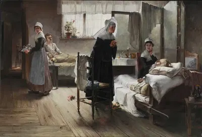 Эванджелина, обнаруживающая своего жениха в больнице by Самуэль Г. Ричардс — digital art print download