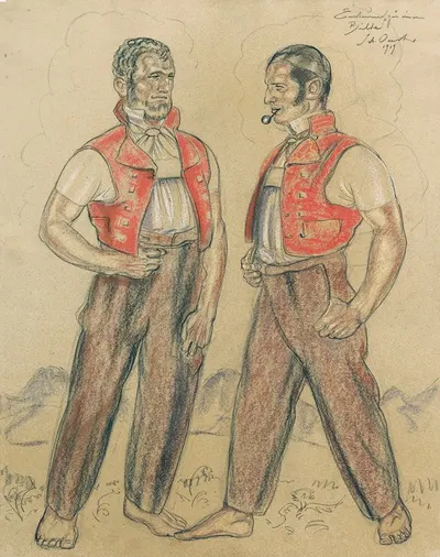 Two 'senns' by Sebastian Oesch, 1919 — digital art print download