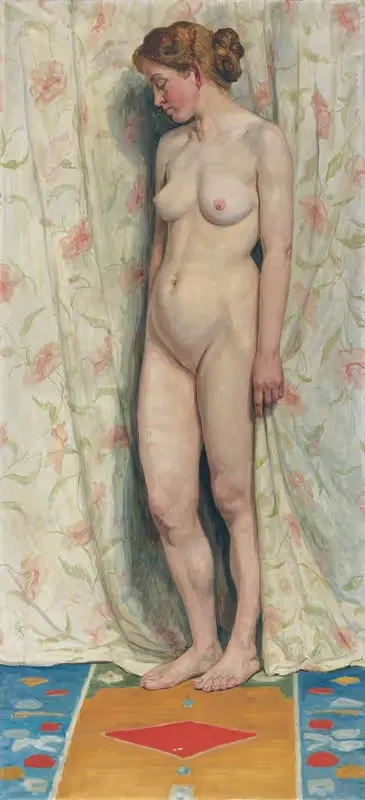Стоящая обнаженная женщина by Сигизмунд Ригини, 1904 — digital art print download