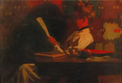 Woman In An Interior, Reading by Thomas Pollock Anshutz — digital art print download