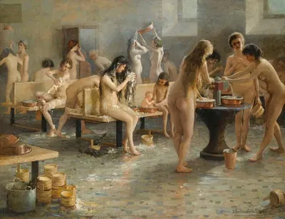 В бане by Владимир Александрович Плотников, 1897 — digital art print download