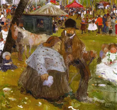 Pentecost Holiday Fair near Cracow by Witold Wojtkiewicz, 1906 — digital art print download