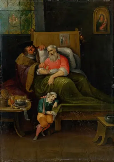 The Visitation of the Sick from the Seven Acts of Mercy by Workshop of Frans Francken the Younger, 1620–1630 — digital art…