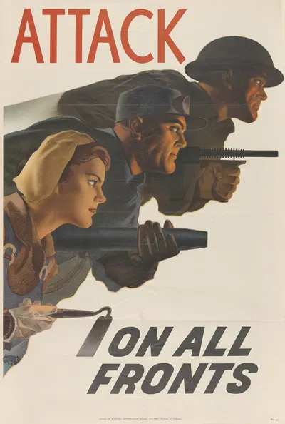 Attack on all fronts by Hubert Rogers, 1943 — digital art print download