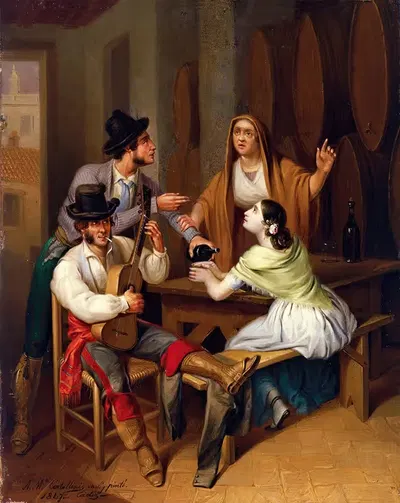 Больше не вина. Сцена в таверне by Анхель Мария Кортеллини Эрнандес, 1847 — digital art print download
