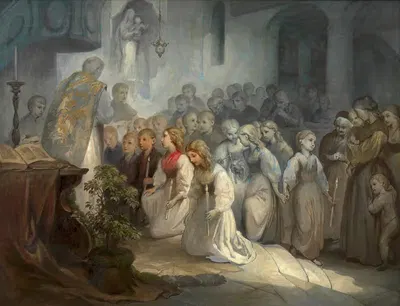 Первая святая коммуния by Август Фишбах, 1856 — digital art print download