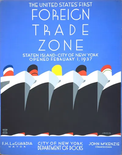 The United States' first foreign trade zone by Jack Rivolta, 1937 — digital art print download