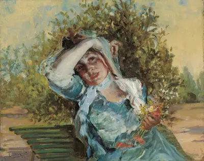 Девушка с цветами by Эмилио Сала и Франсес, 1906 — digital art print download