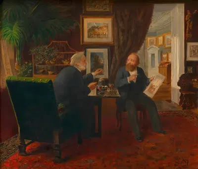 Ludwig Anzengruber zu Besuch bei Rudolf von Alt by Ernst Juch, 1903 — digital art print download
