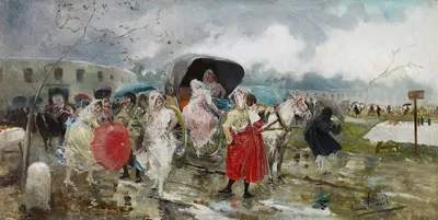 Уходя из корриды, дождь by Эухенио Лукас Вильямиль, c. 1885 — digital art print download