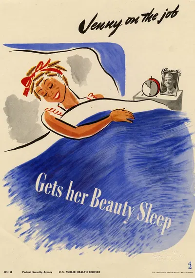 Jenny on the job gets her beauty sleep by Kula Robbins, 1943 — digital art print download