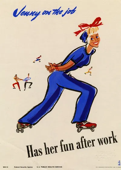 Jenny on the job has her fun after work by Kula Robbins, 1943 — digital art print download
