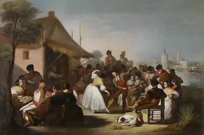 Танец в Триане by Франсиско де Паула Эскрибано Линьян, 1850 — digital art print download