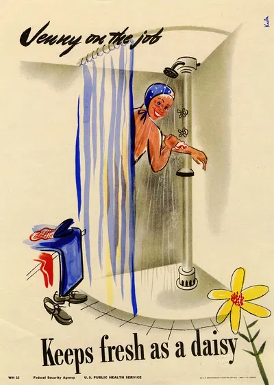 Jenny on the job keeps fresh as a daisy by Kula Robbins, 1943 — digital art print download