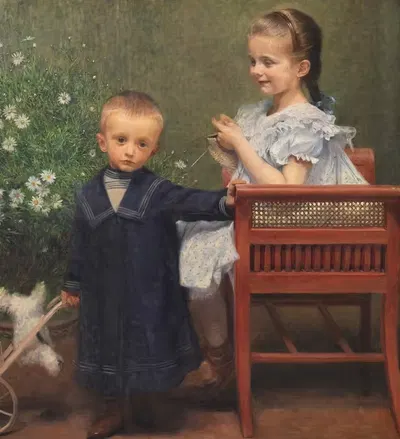 Рези и Ханс Матш, дети художника by Франц фон Матч, 1902 — digital art print download