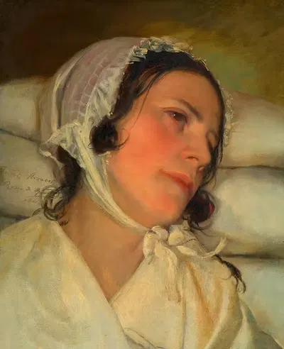 Антоний Амерлинг у постели больного (1-я жена художника) by Фридрих фон Амерлинг, 1843 — digital art print download