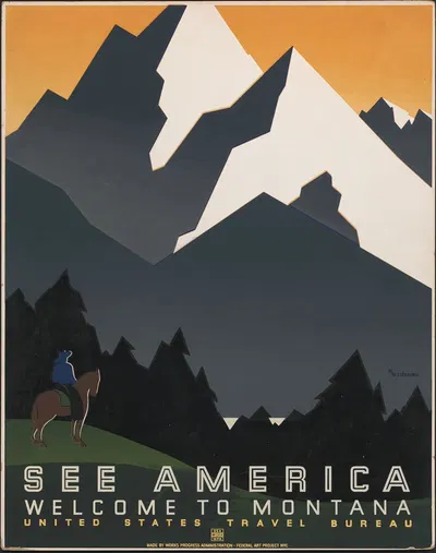 See America. Welcome to Montana by Martin Weitzman, 1936 — digital art print download