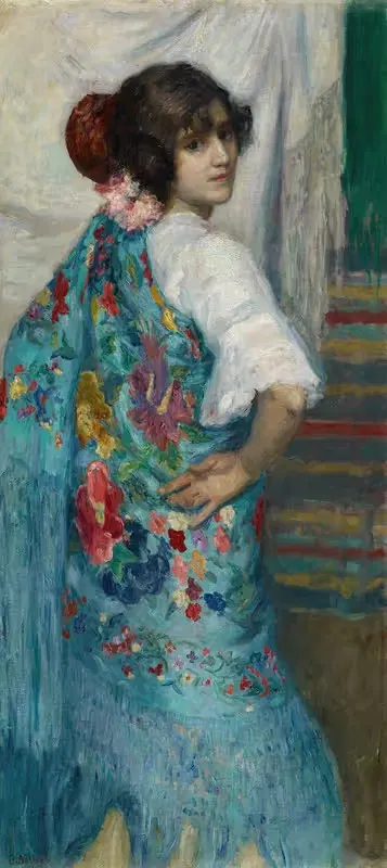 A Girl with Shawl by Gonzalo Bilbao Martínez, c. 1910 — digital art print download