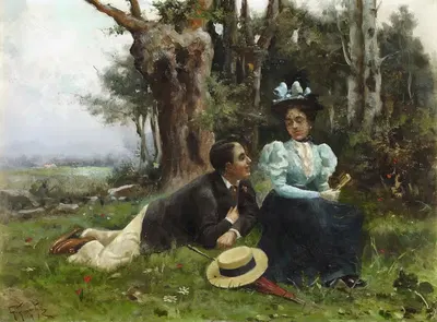 Свидания в деревне by Гильермо Гомес Гил, c. 1896 — digital art print download