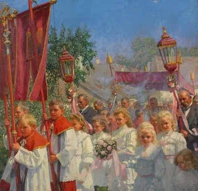 Участие (процессия Тела Христова) в Нойштифт ам Вальде by Ханс Ларвин, 1909 — digital art print download